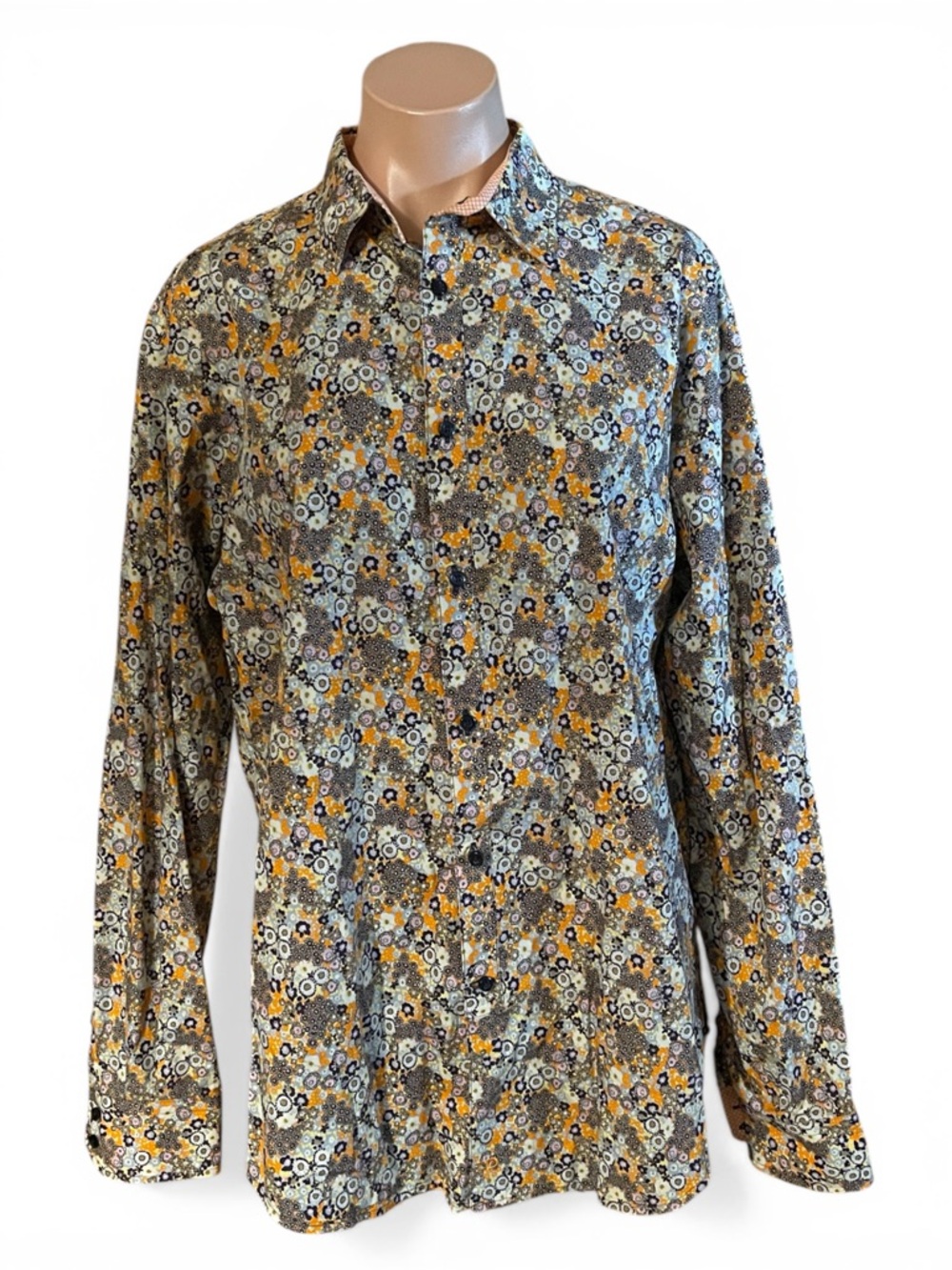 Thomas Dean Men's Medium Floral Button Down Long Sleeve Shirt